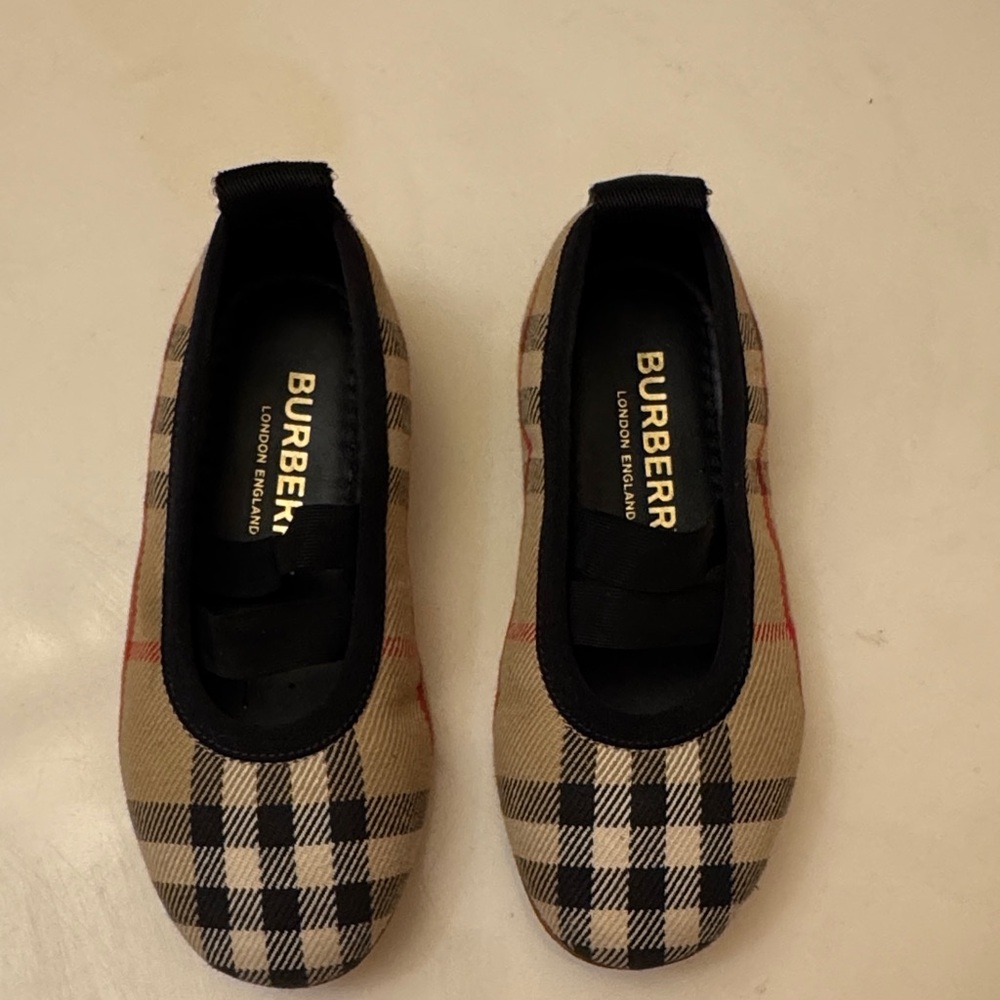 Burberry Beige and Black Checkered Flats